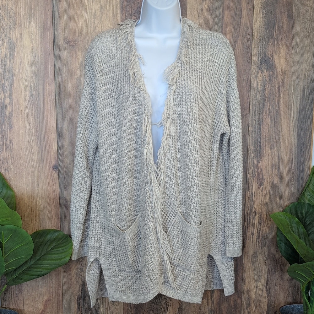 Maurices Fringed Open-Front Cardigan Knit Sweater S                  225G